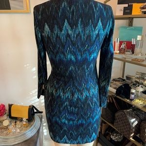 (Faux) Blue Green Cache Wrapped dress with Gold HW